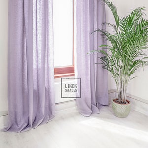 56" (143 cm) wide lavender linen curtain. Living room curtain in lavender. Lavender bedroom curtain.Lavender kitchen curtain.Narrow curtain