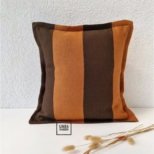 Decorative Brown linen pillowcase. Custom size brown linen pillowcase. Decorative sofa pillow cover. Multicolored sofa pillow cover.