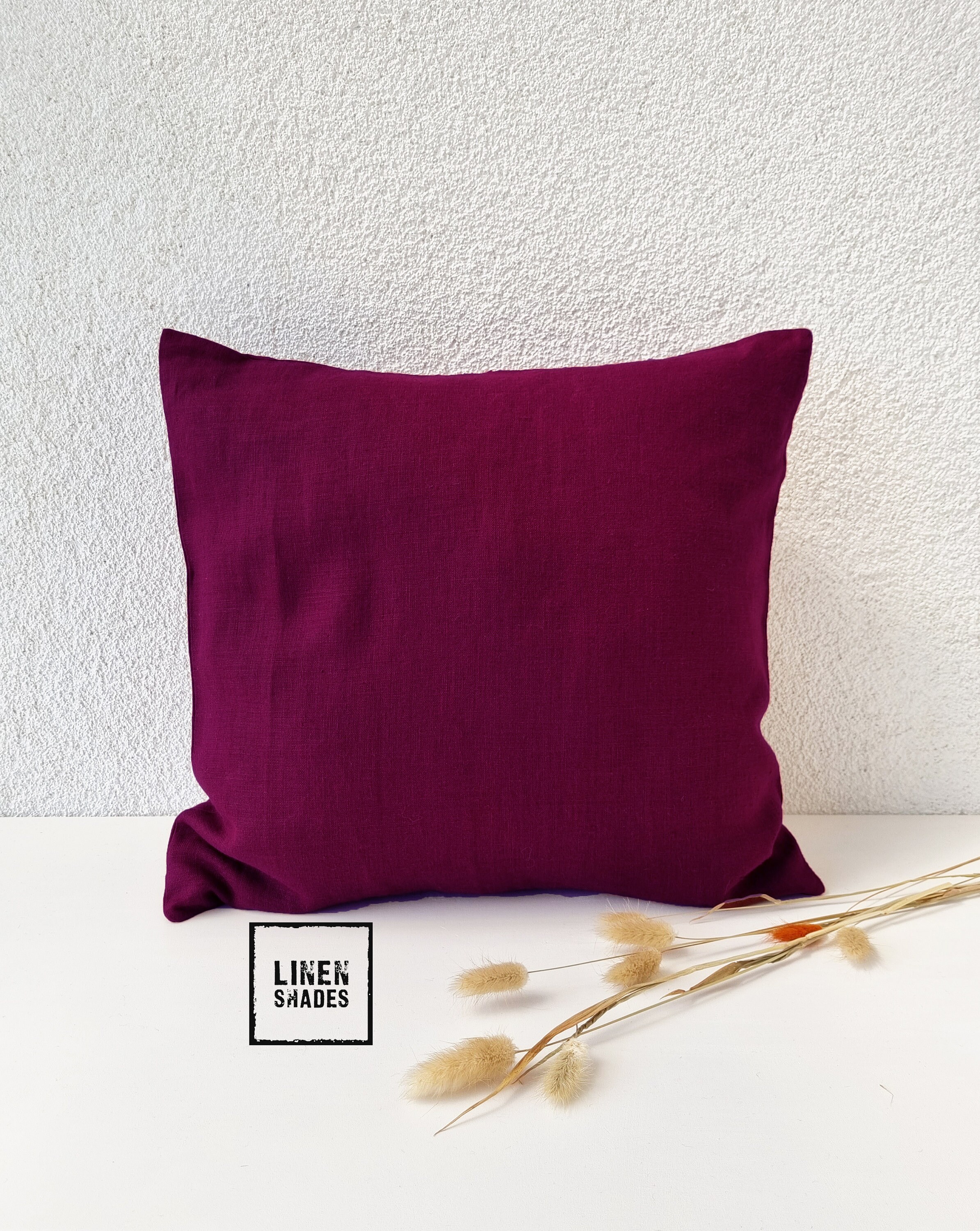 Decorative Linen Pillowcase in Burgundy.burgundy Custom Size Linen Pillow Cover uch Decorative Linen Pillowcase.burgundy Linen Pillowcase Etsy UK