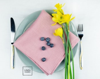 Pink Linen Napkin Set - Elegant Touch for Your Table.Handcrafted Pink Linen Napkin Set-Timeless Charm for Your table.Luxury Linen Napkin Set