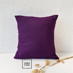 Decorative dark purple linen pillowcase. Purple custom size linen pillow cover.Decorative couch cushion cover.Purple sofa pillowcase.