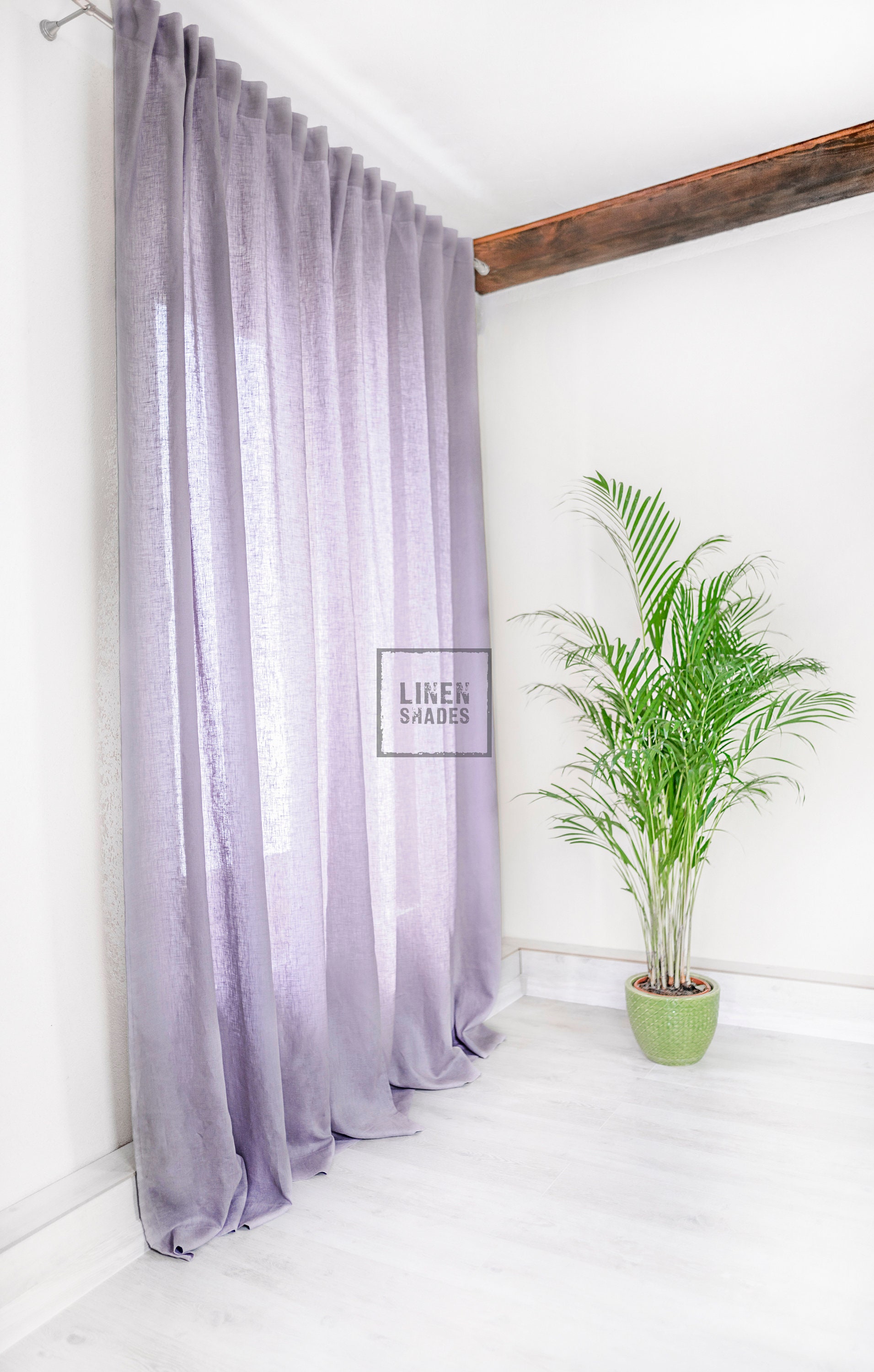 56 143 Cm Wide Lavender Linen Curtain. Living Room Etsy