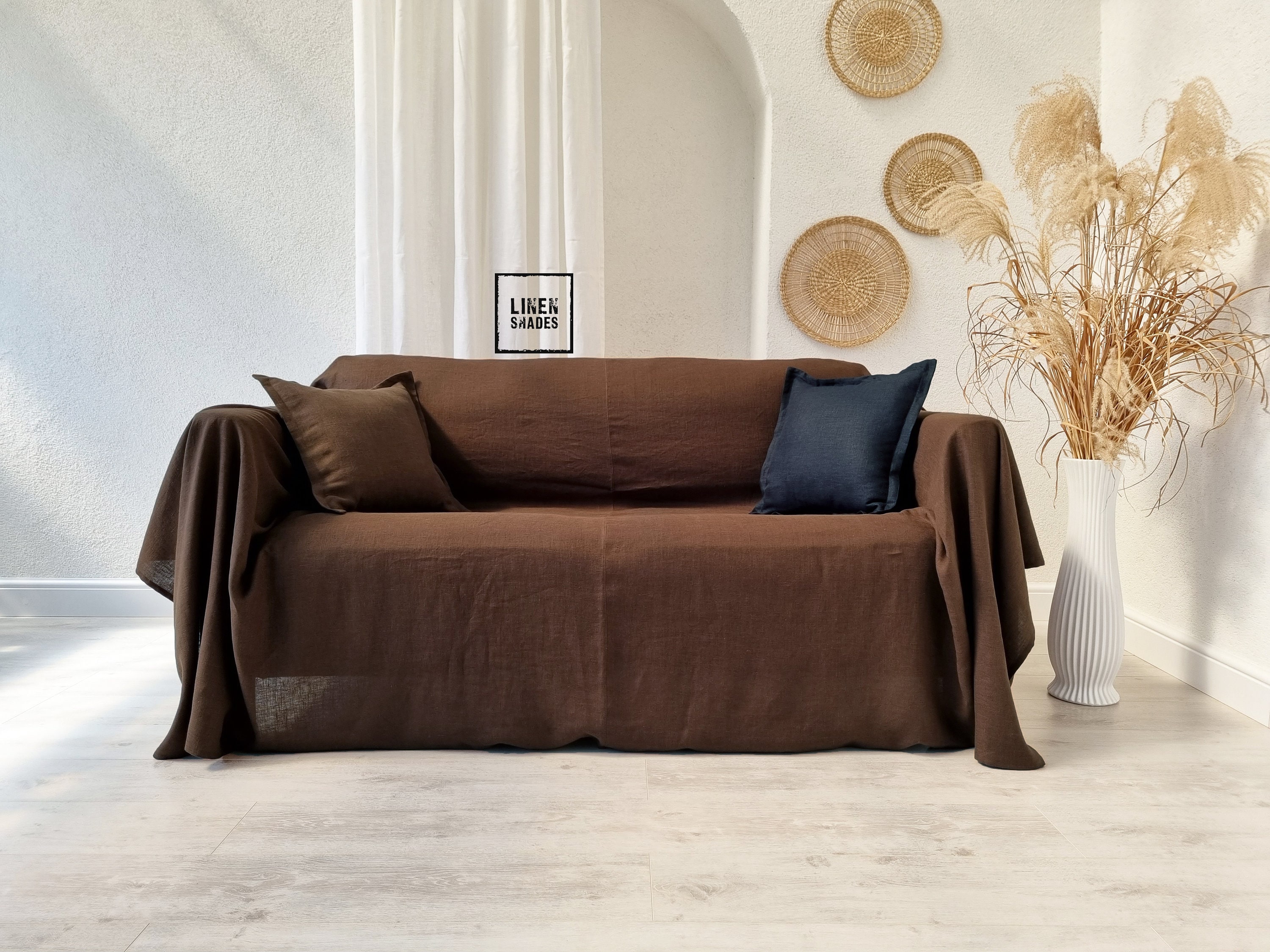 Natural Cotton Couch Cover Rust Brown Extra Big Couch Cover, Cotton Sofa  Cover in All Sizes Available, Couch Cover Throw, Bed Sheet Set, 