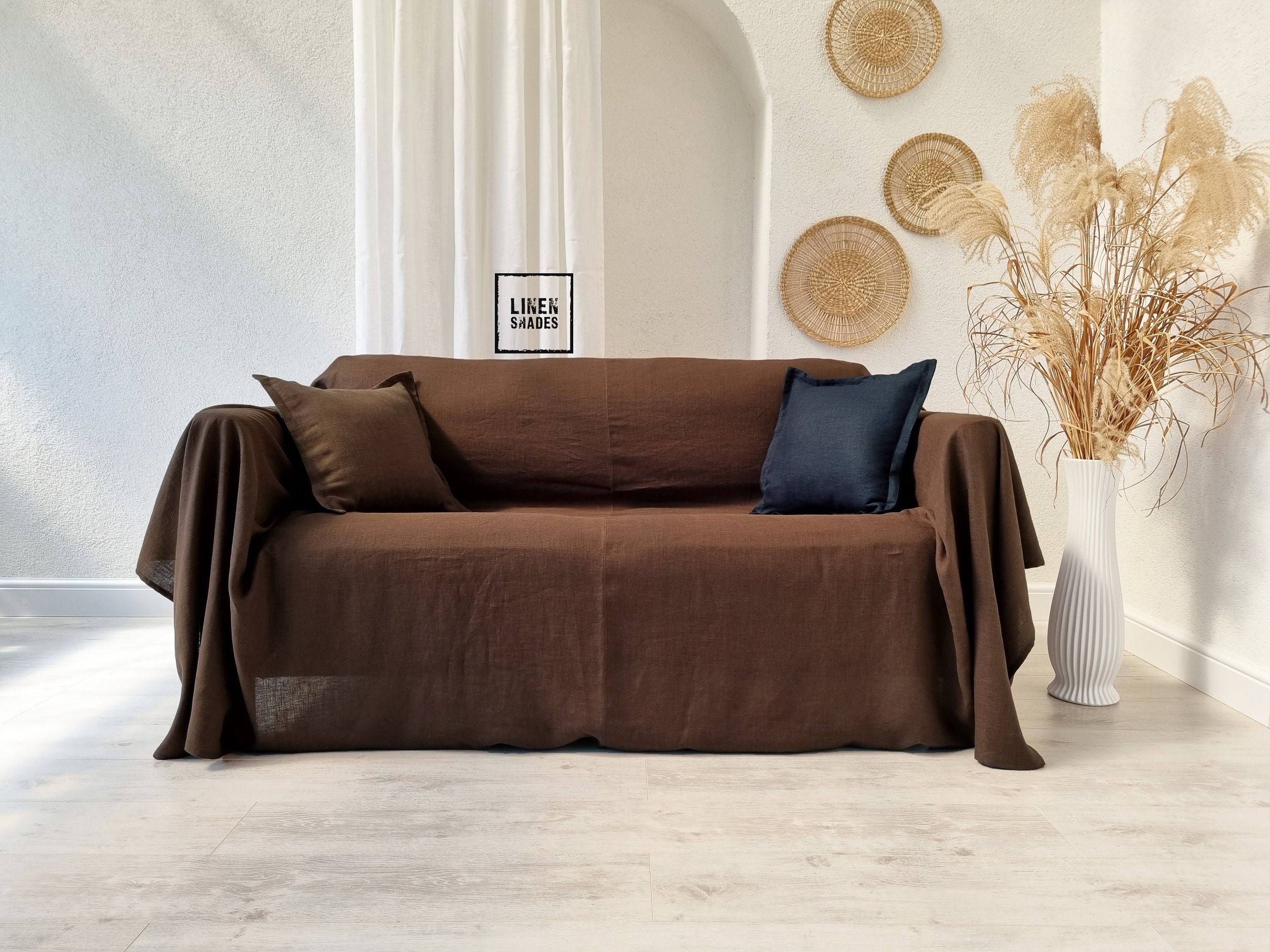 Natural Cotton Couch Cover Rust Brown Extra Big Couch Cover, Cotton Sofa  Cover in All Sizes Available, Couch Cover Throw, Bed Sheet Set, 