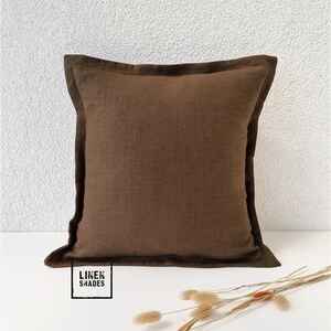 Brown linen pillowcase.Brown custom size linen pillow cover.Decorative couch cushion cover.Brown sofa pillowcase.
