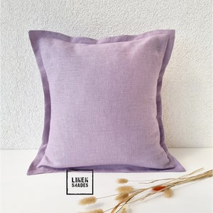 Decorative lavender linen pillowcase.Custom size lavender linen pillow cover.Decorative couch cushion cover.Lavender sofa pillowcase.