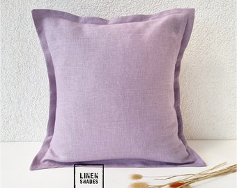 Decorative lavender linen pillowcase.Custom size lavender linen pillow cover.Decorative couch cushion cover.Lavender sofa pillowcase.