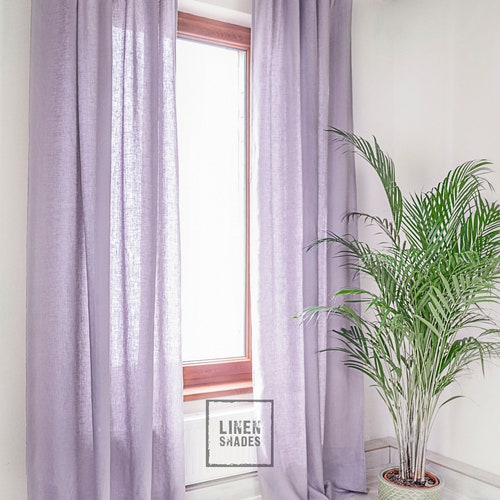 56 143 Cm Wide Lavender Linen Curtain. Living Room Etsy