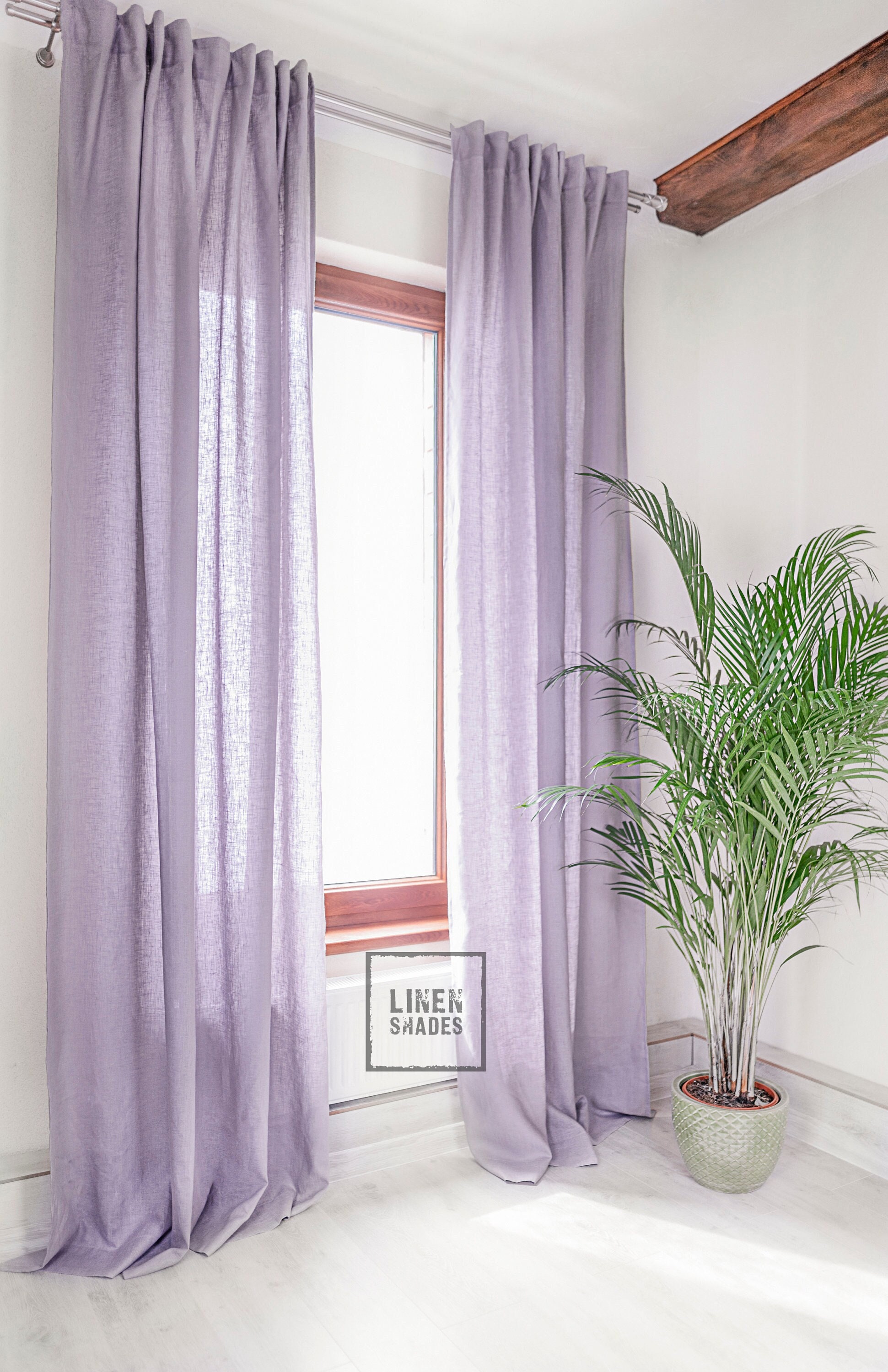 56 143 Cm Wide Lavender Linen Curtain. Living Room - Etsy