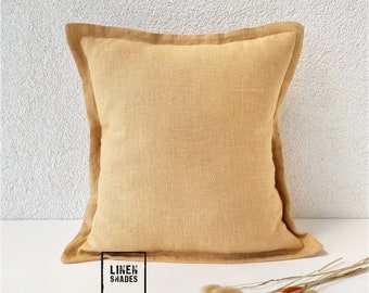 Decorative Brown linen pillowcase. Light brown custom size linen pillow cover.Decorative couch cushion cover.Brown sofa pillowcase.