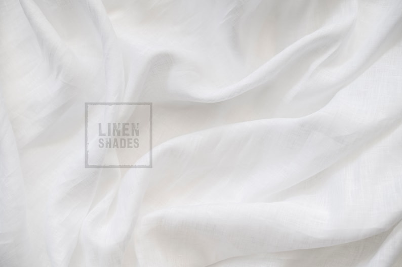 145 cm 57 wide thin linen curtain in white. White living room curtain. White bedroom curtain. White kitchen curtain. Short curtain. image 3