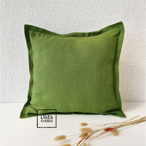 Fronha decorativa de linho verde. Capa de almofada de linho verde tamanho personalizado. Capa de almofada decorativa para sofá. Fronha de sofá verde.