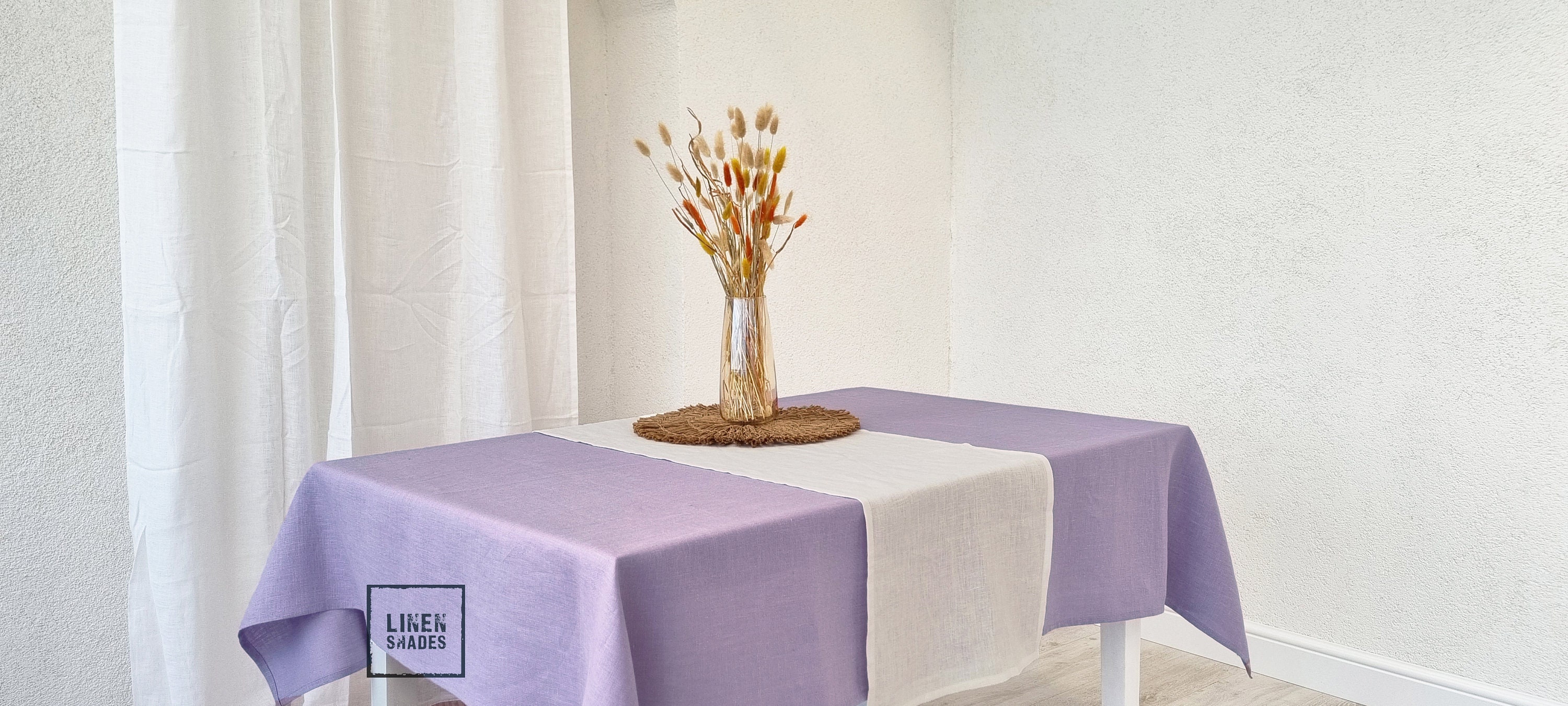 Lavender Linen Tablecloth. Custom Linen Tablecloth.lavender Tablecloth