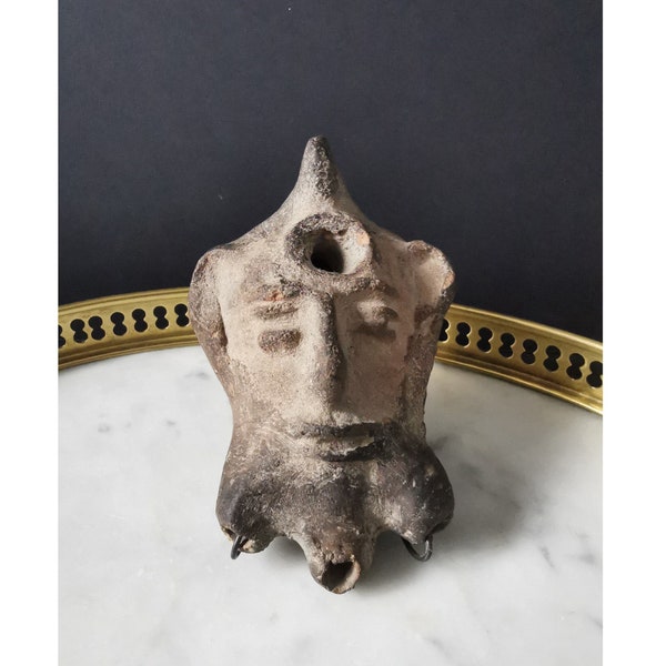 Lampe à Huile, Terre-cuite. 11cm Art Antique | Objet de Décoration | PlaceOddity
