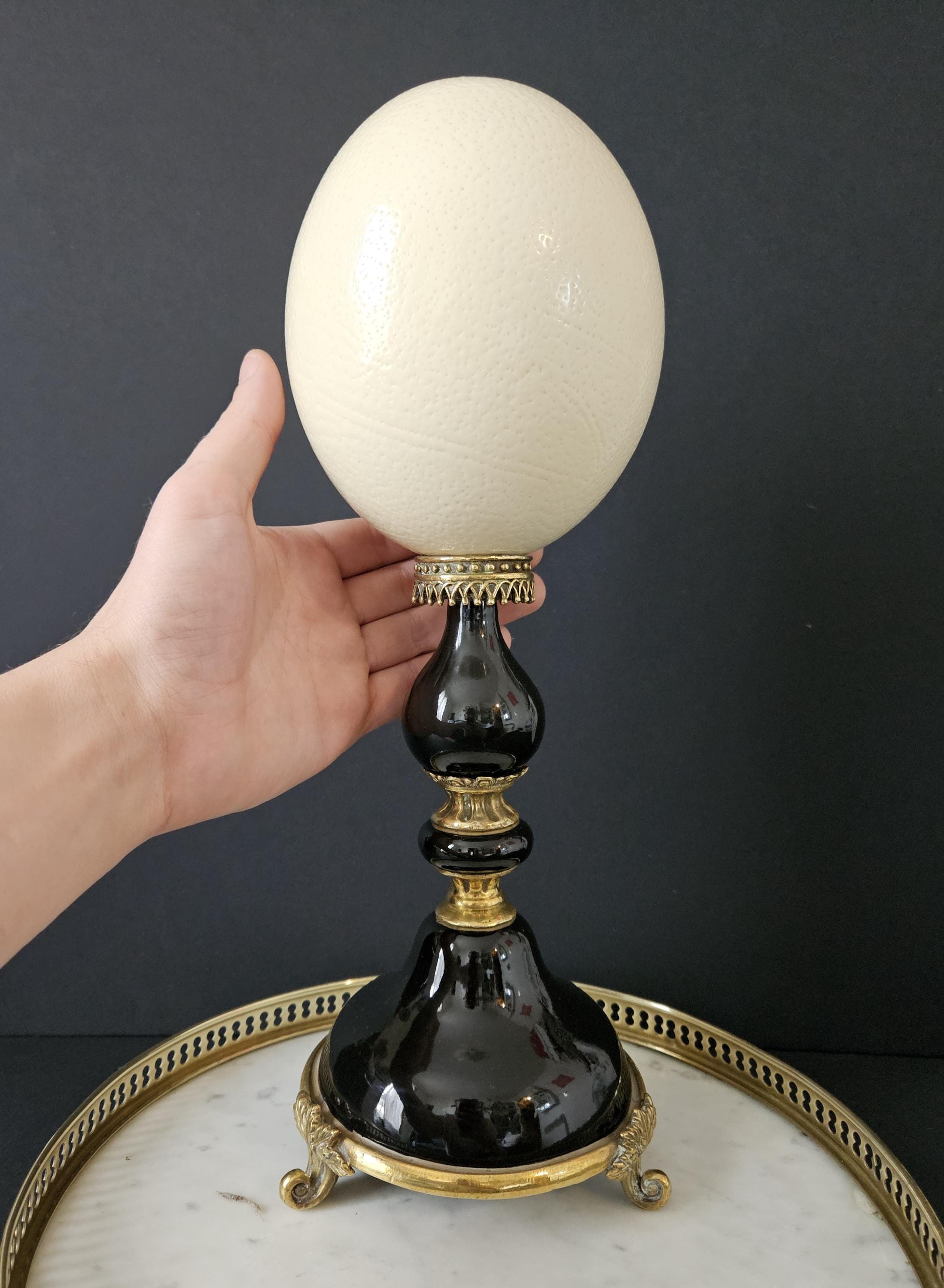 Objet à vendre: Œuf d’autruche, socle Argent - Atelier CIR