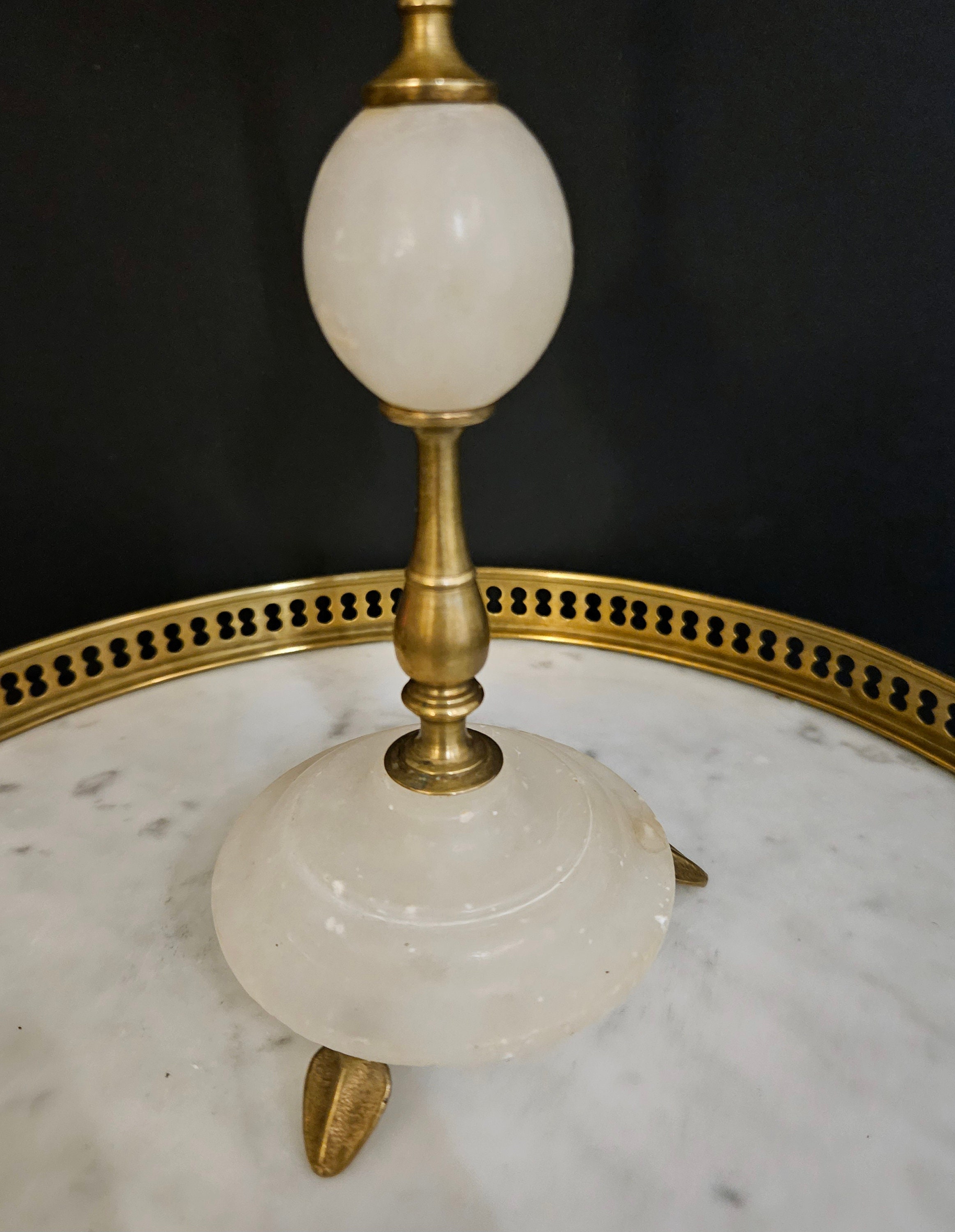 Œuf D'Autruche Sur Socle Bronze Et Marbre Blanc - Fin XIXe Début XXe - H 18cm