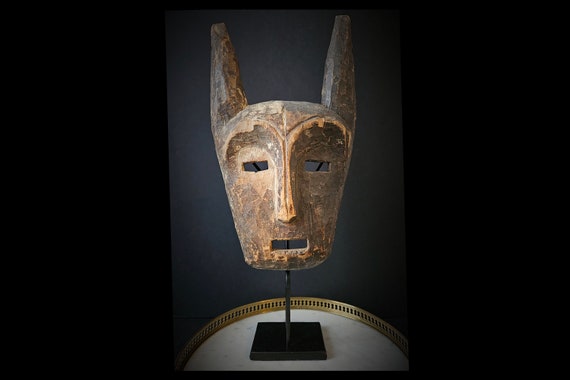 Masque Ancien Lega En Bronze - Art Premier Africain Rare, Période XIXème Ou Avant
