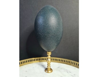 Emu Egg, Brass Bases (Early 20th) 8.3 inch | Collectible Curiosity Cabinet | PlaceOddity