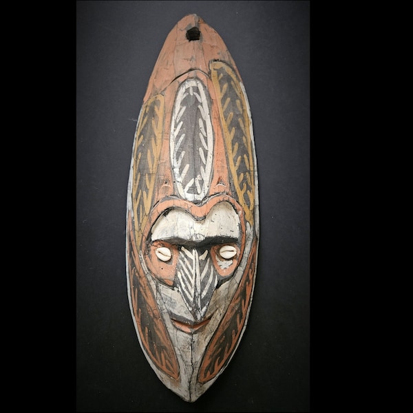 SEPIK, Masque | Bois Peint Coquillage | H : 46*17 cm |  Papouasie-Nouvelle-Guinée Art Premier Océanie