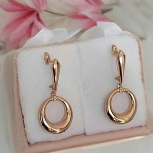 Luxury earrings rolled gold 585, Rose gold 585 earrings, Christmas gift&#39;s, Gold earrings 585, Vintage gold earrings 585, Gold earrings 14k
