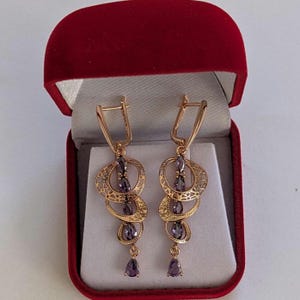 Luxus 14k Rolled Gold Earrings with sample 585 RG, Vintage Style 1990er 14k Earrings Rose Rolled Gold 585 RG, Christmas gift, Mom & her gift