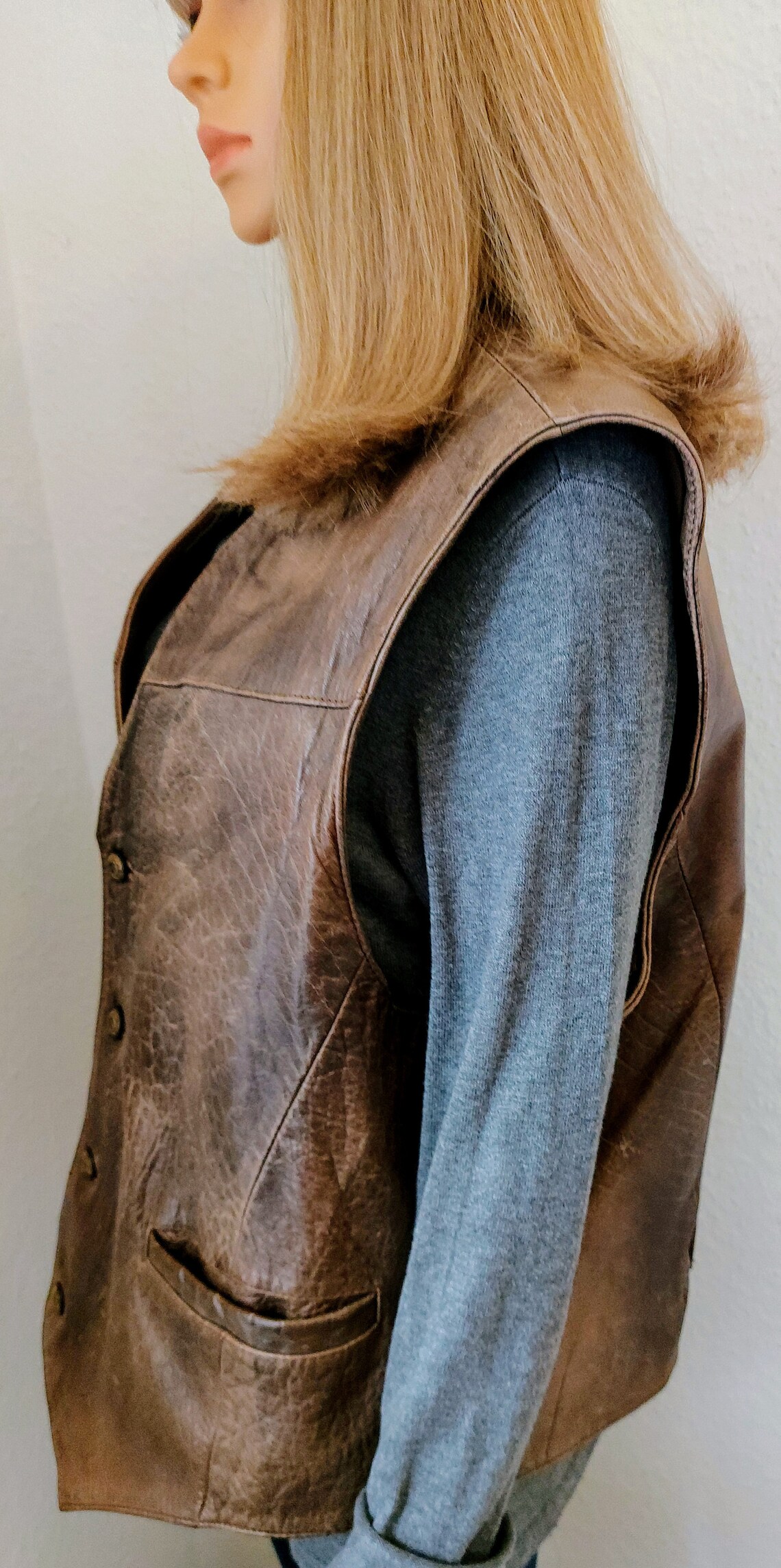 Vintage Leather Vest, Leather Vest, Genuine Leather Vest, Men's Vest