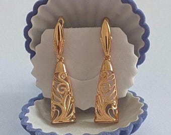 Lyxiga örhängen i 14k rullat guld med prov 585 RG, Vintage-örhängen i 14k roséguld från 1990-talet 585 RG, Julklapp, Present till mamma och henne