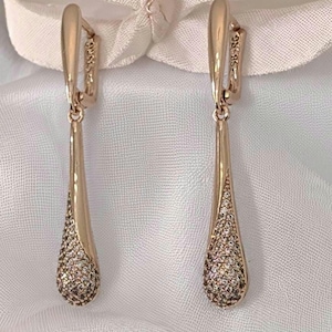 Luxury earrings rolled gold 585, Rose gold 585 earrings, Christmas gift&#39;s, Gold earrings 585, Vintage gold earrings 585, 14k gold earrings