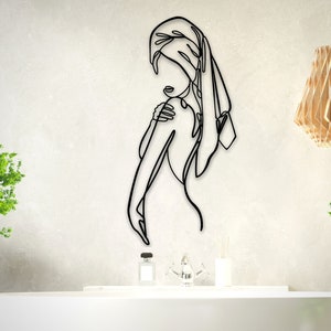 Women Metal Bathroom Wall Decor, Minimalist Female Body Wire Art, Minimalist Line Art, Modern Home Decor, Metal Wall Art, Housewarming Gift