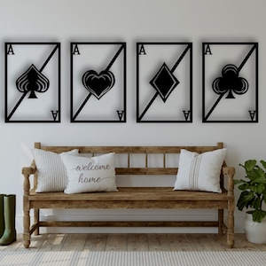 Gambit Full Aces Wall Decor, Poker Wall Art, Man cave decor, Livingroom Wall Decor, Wall Hanging, Metal Wall Art, Minimalist Wall Decor