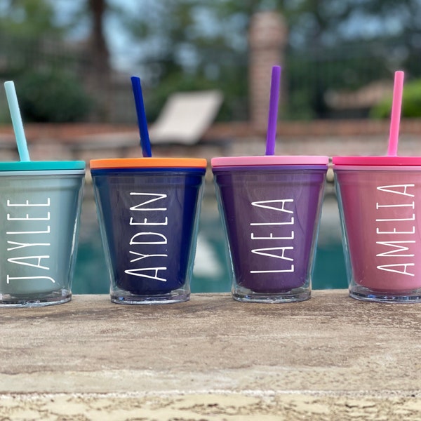 Personalized Cold Cup With Straw, Personalized Kids Cup, Named Plastic Tumbler, Reusable Cold Cup, Spill Proof Kids Cup, Kids Tumbler, Kids