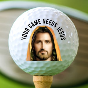 Funny Golf Balls, Jesus Meme Golf Balls, Funny Golf Gifts, Groomsmen Golf Gifts, Golf Gag Gifts, Dirty Santa Gifts, Golf Jokes, Funny Jesus