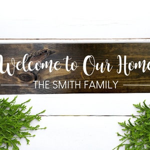 Welcome To Our Home Sign, Customize Signs, Last Name Wood Sign, Wall Decor, Wedding Gift, Anniversary Gift, Entryway Sign, Farmhouse Sign