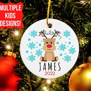 Kids Christmas Ornaments, Boys Christmas Ornament, Personalized Christmas Ornaments, Reindeer Ornament, Cute Boys Christmas Ornament