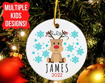 Kids Christmas Ornaments, Boys Christmas Ornament, Personalized Christmas Ornaments, Reindeer Ornament, Cute Boys Christmas Ornament