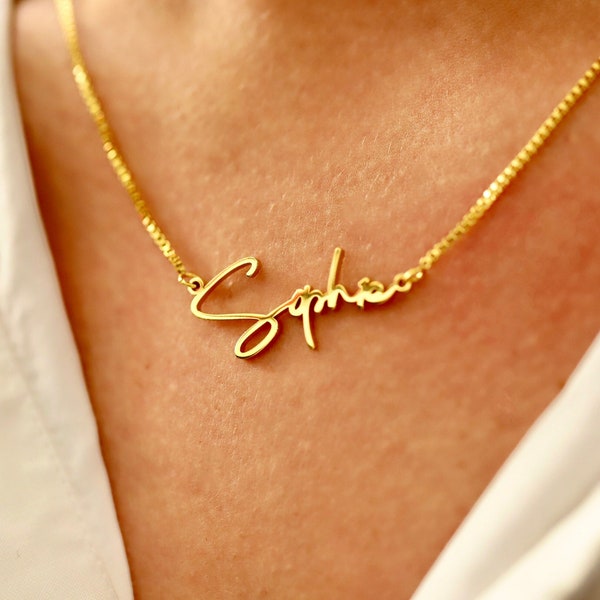 Personalized Name Necklace, Gold Name Necklace, Personalized Signature Necklace, Custom Name Necklace, Signature Name Necklace, Gift for Her