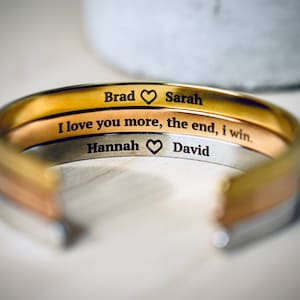 Engraved Bracelets for Women, Personalized Cuff Bracelet, Silver Gold Rose Gold, ANY Message Engraved, Inspirational Gift, Jewelry For Women