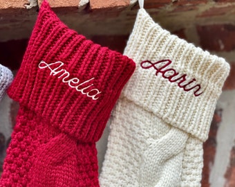 Embroidered Christmas Stockings Personalized Stockings Knit Christmas Stockings with Name Custom Christmas Stockings Monogrammed Stockings