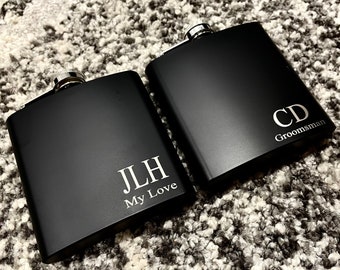 Personalized Engraved Flask, Personalized Black Flask, Groomsman Flask, Best Man Flask, Wedding Party Flask, Bridal Party Flask, Groom Flask