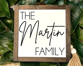 Family Sign Personalized Family Name Sign Wood Last Name Sign Wooden Signs Personalized Signs for Home Decor Farmhouse Kitchen Wall Decor