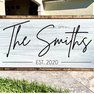 Personalized Printed Wood Family Name Sign with Established Date, Last Name Sign, Modern Farmhouse Wedding Gift, Framed Wood Sign,Home Decor