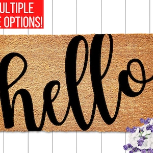 Hello Cursive Script Door Mat, Hello Door Mat, Front Porch Patio Decor, Welcome Doormat, Fall Decor, Coir Doormat, Cute Doormat, Hello Rug