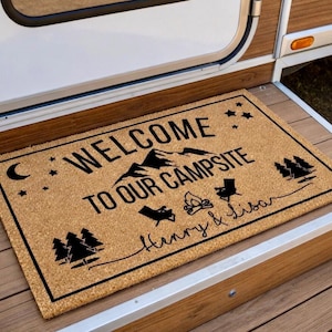 Welcome to Our Campsite Personalized Doormat for Camper Doormat for Camping Door Mat, Wedding Gift, Custom Doormat, Welcome Mat, RV Doormat