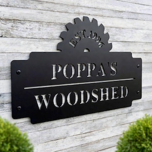 Personalized Workshop Sign, Metal Work Shop Sign, Custom Shop Sign, Personalized Shed Sign, EST. Date Sign for Shop, Saw Blade Sign