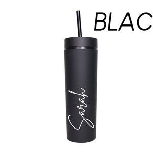 Personalized Tumbler with Straw, Black Friday Sale Tumblers, Christmas Tumblers, Skinny Tumbler, Stocking Stuffer, Cyber Monday Deals Gift image 2