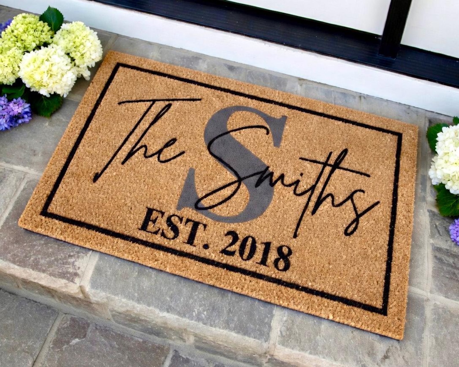 Personalized Wedding Gift Last Name Doormat Family Name Door Mat Custom Door Mat Anniversary Couple Gift Personalized Welcome Mat Newlyweds - 30"X18"
