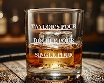 Custom Pour Line Whiskey Glass, Personalized Rocks Glass, Funny Whiskey Glass, Single Pour Double Pour Your Pour, Whiskey Gift, Custom Glass