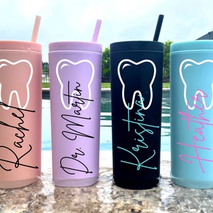 Personalized Dentist Tooth Tumbler Cup, Dental Hygiene Gifts, Dental Assistant Gifts, Dental Student Gift,Dental Assistant Appreciation Gift