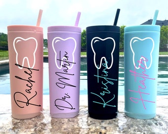 Personalized Dentist Tooth Tumbler Cup, Dental Hygiene Gifts, Dental Assistant Gifts, Dental Student Gift,Dental Assistant Appreciation Gift