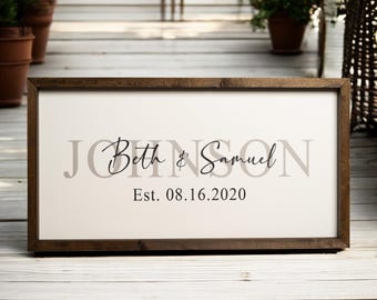Regalo de boda personalizado para la pareja, letrero personalizado con el apellido y la fecha de la boda, regalo para celebrar un hito matrimonial, ideal para la despedida de soltera o para regalar a los recién casados.